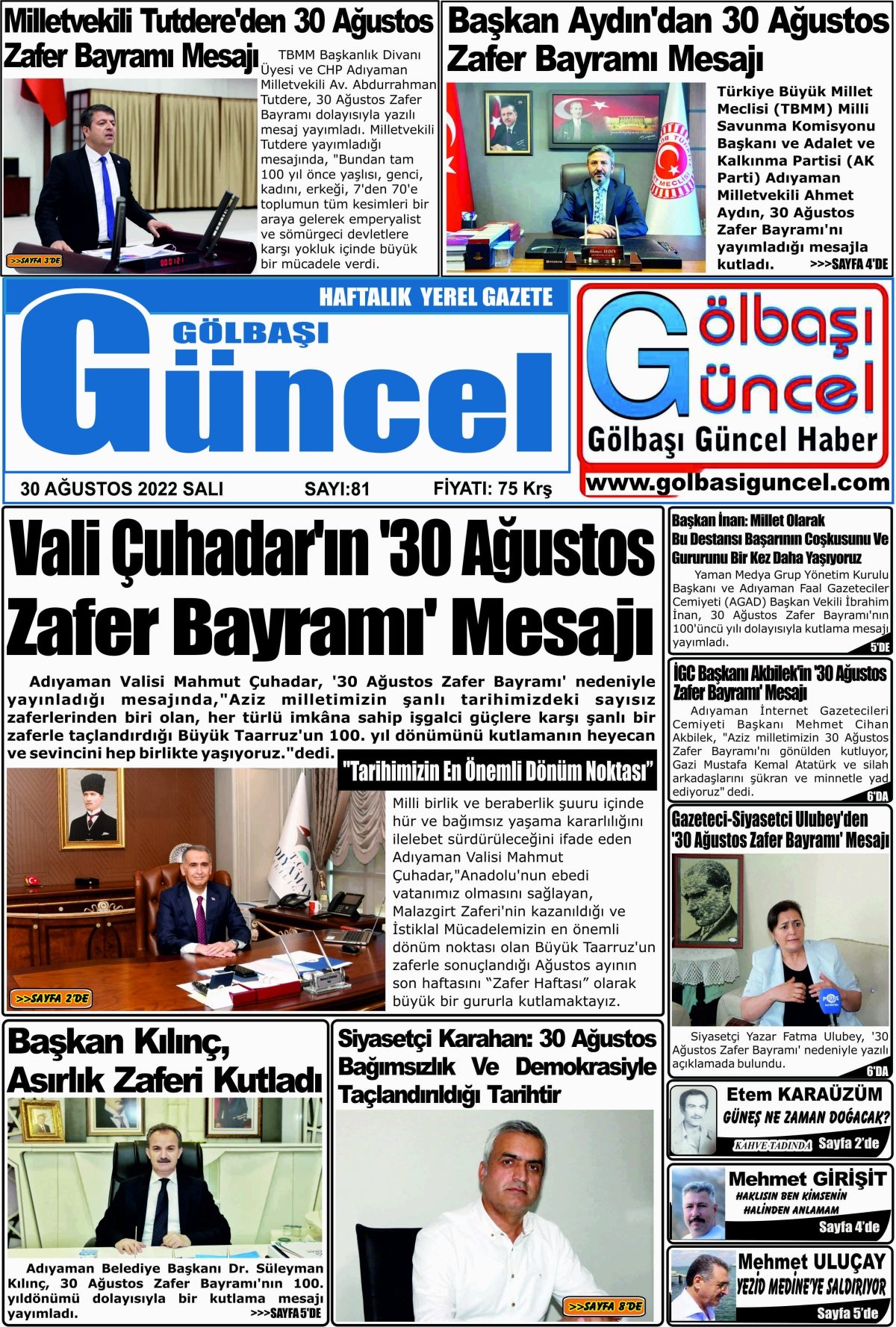 30.08.2022 Gölbaşı Güncel Gazetesi